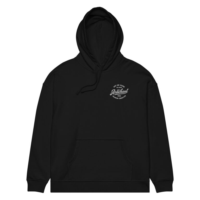 Fiche produit WooCommerce d'un hoodie brodé en coton biologique certifié GOTS