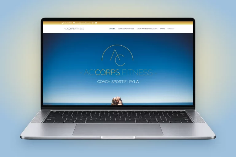 Site internet d'AC'CORPS FITNESS, coach fitness au Pyla et à Arcachon, affiché sur un ordinateur portable