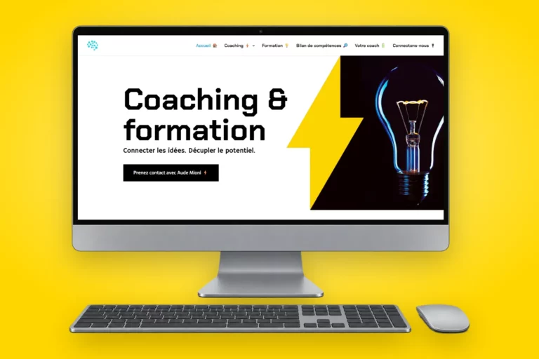 Site internet d'Aude Mioni, coach et formatrice à Bordeaux, affiché sur un ordinateur de bureau