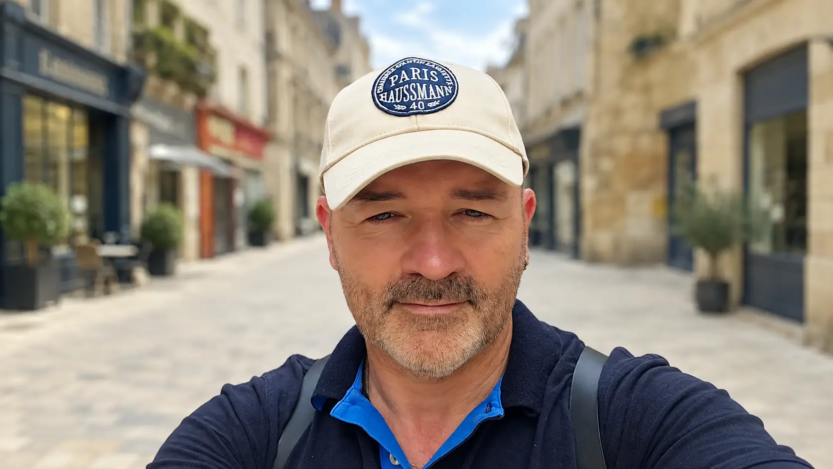 Bruno Saint-Clair, fondateur de Gentleguide, guide conférencier en Nouvelle-Aquitaine, dans une rue piétonne