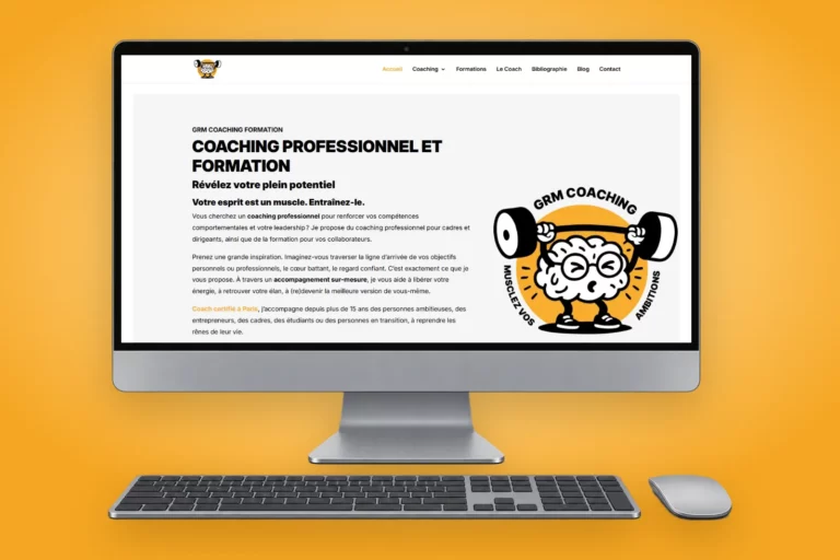 Site internet de GRM Coaching, coach professionnel et formateur à Paris, affiché sur un ordinateur de bureau