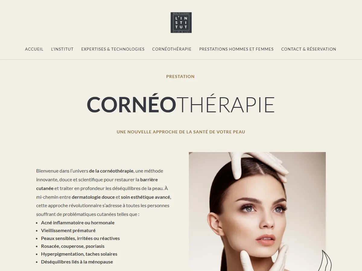 Page dédiée à la cornéothérapie sur le site de L'Institut Beauté & Soins