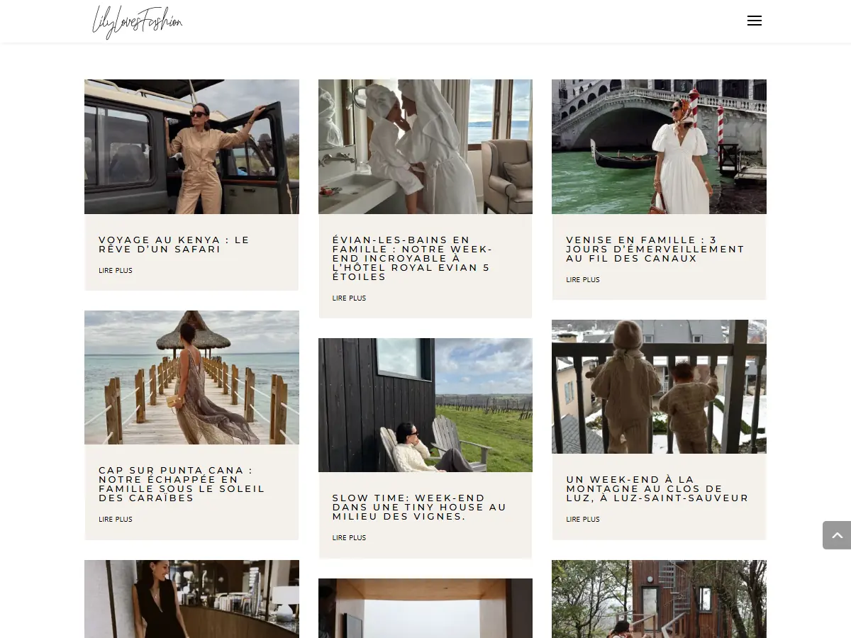 Page Les escapades de Lily : grille des récits de voyage et de week-ends en famille du blog LilyLovesFashion