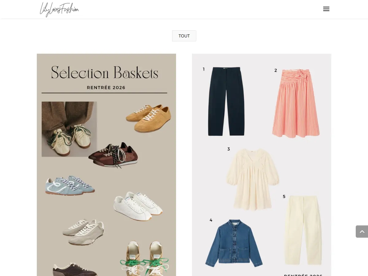 Page Styles et Sélections du blog LilyLovesFashion : planches shopping de saison, baskets et sélection de vêtements