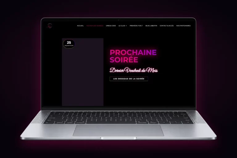 Site internet de L'Ôlà, club privé à Bordeaux, affiché sur un ordinateur portable : page Agenda des soirées