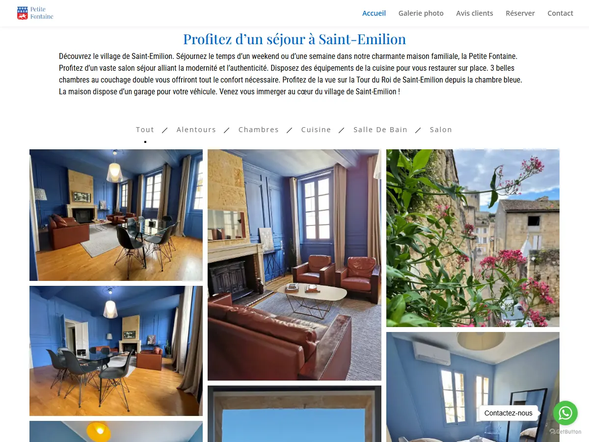 Galerie photo du site Petite Fontaine, filtrable par alentours, chambres, cuisine, salle de bain et salon