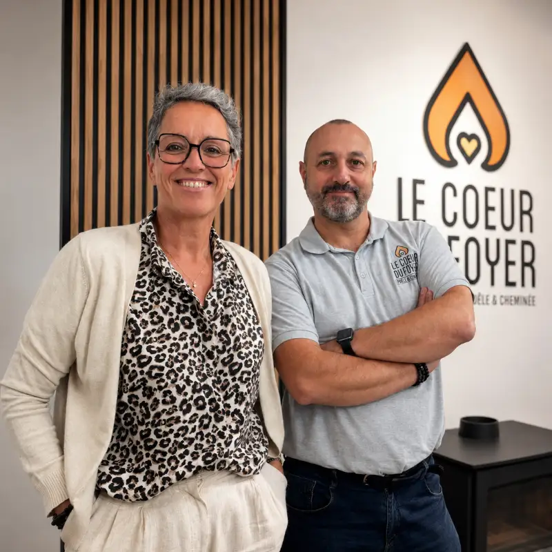 Yann et Bérengère Landais dans le showroom du Cœur du Foyer à Libourne